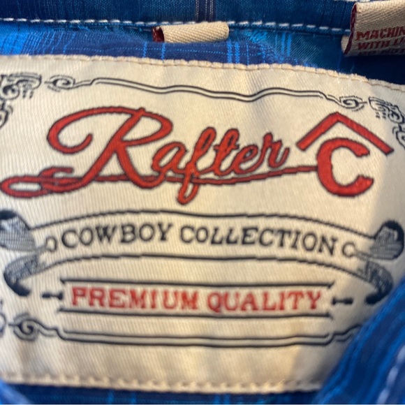 RAFTER C Cowboy Collection Western Shirt Blue Plaid Pearl Snap Button Up Men’s L - Picture 14 of 14